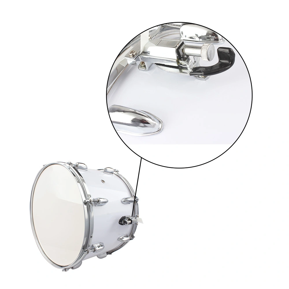 14x10 Inch White Marching Drum with Key Strap & Included Drumsticks, Portable Band Snare Drum Kit view 9
