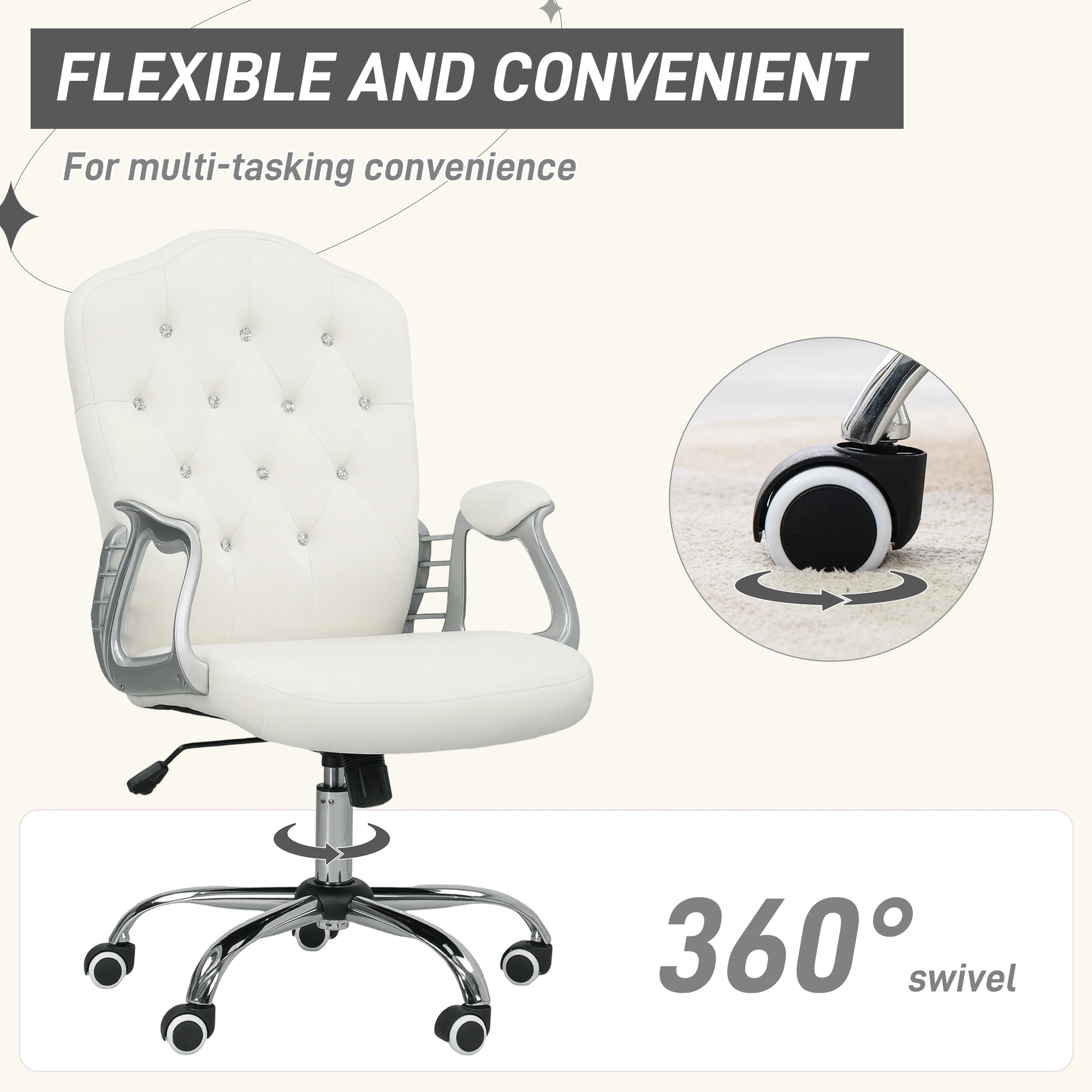Ergonomic Massage Office Chair with Adjustable Armrest Lumbar Support Reclining for Home Office view 3