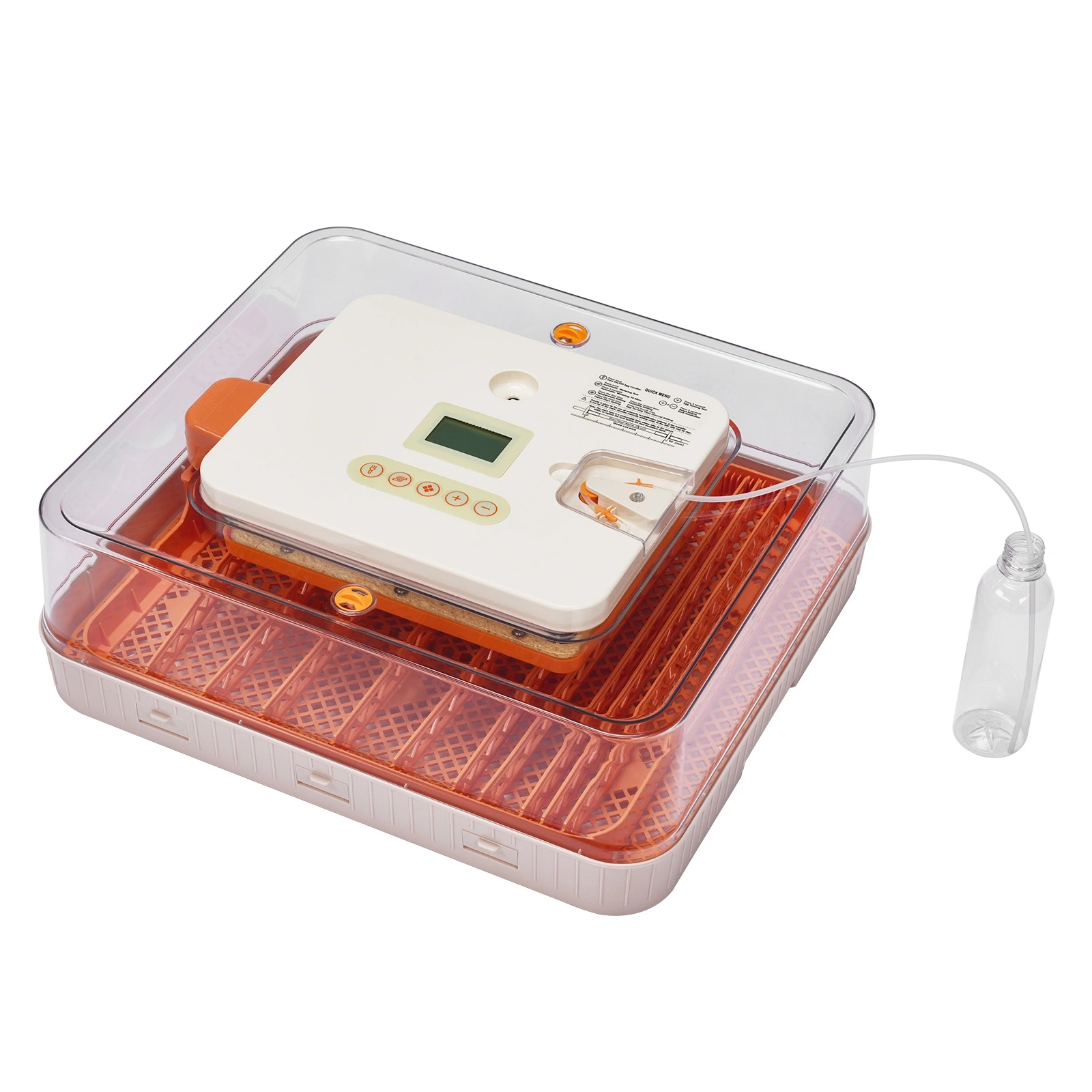 56H 56-Egg Incubator 110V 85W, Fully Automatic Turner, Upgraded LED Candler, Auto Temp & Humidity Control (Fahrenheit Display), ABS+PET Orange-White Body Clear Lid, Multi-Function Strip Egg Tray (US Plug) view 2