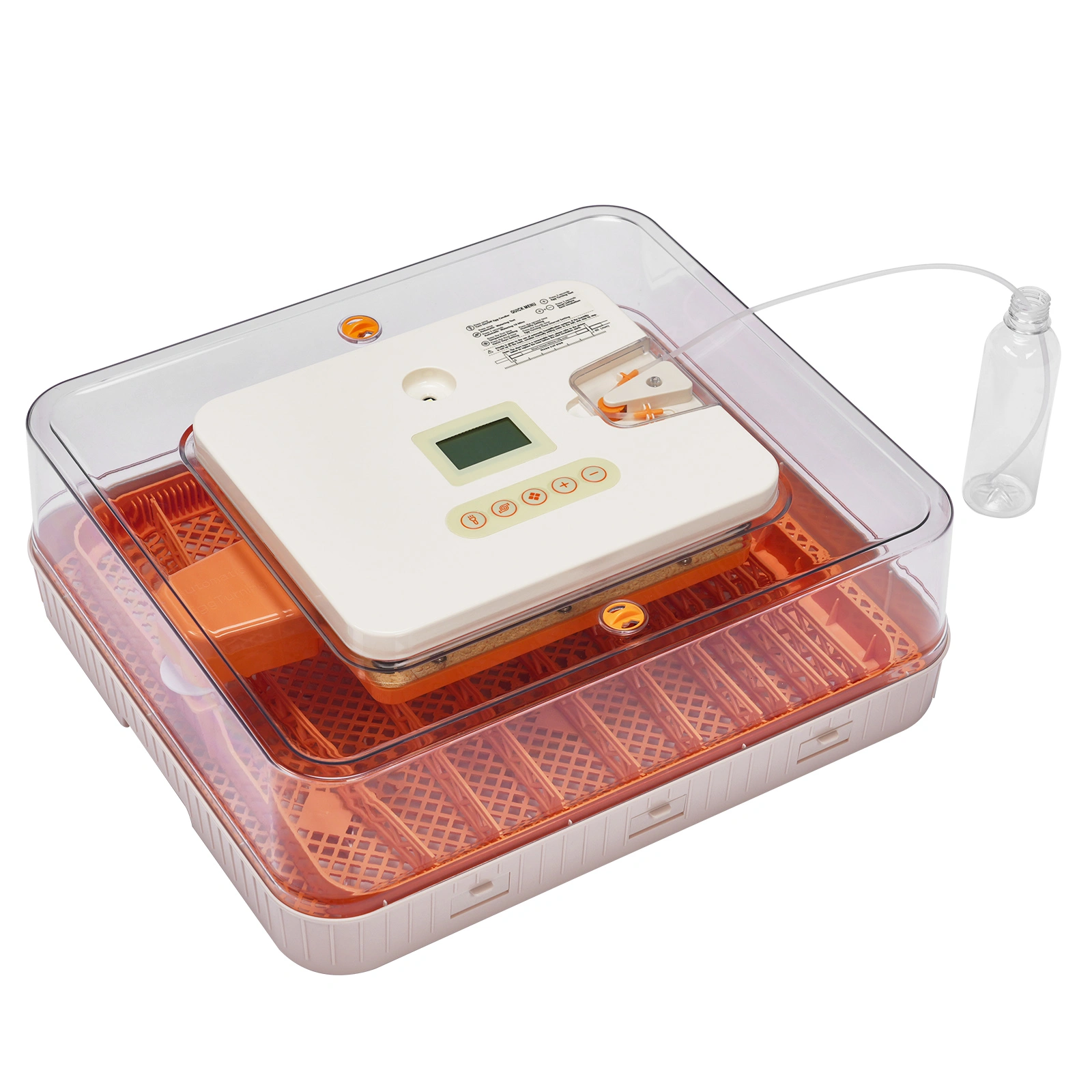 56H 56-Egg Incubator 110V 85W, Fully Automatic Turner, Upgraded LED Candler, Auto Temp & Humidity Control (Fahrenheit Display), ABS+PET Orange-White Body Clear Lid, Multi-Function Strip Egg Tray (US Plug) view 4