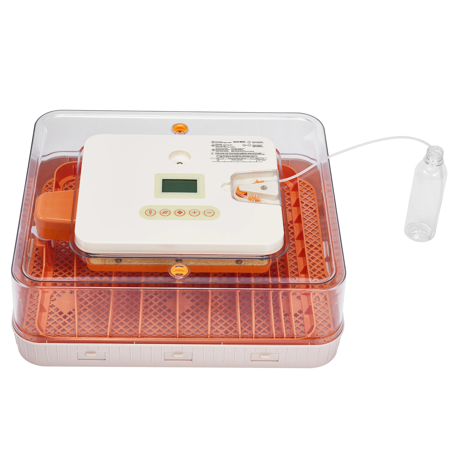 56H 56-Egg Incubator 110V 85W, Fully Automatic Turner, Upgraded LED Candler, Auto Temp & Humidity Control (Fahrenheit Display), ABS+PET Orange-White Body Clear Lid, Multi-Function Strip Egg Tray (US Plug) view 5
