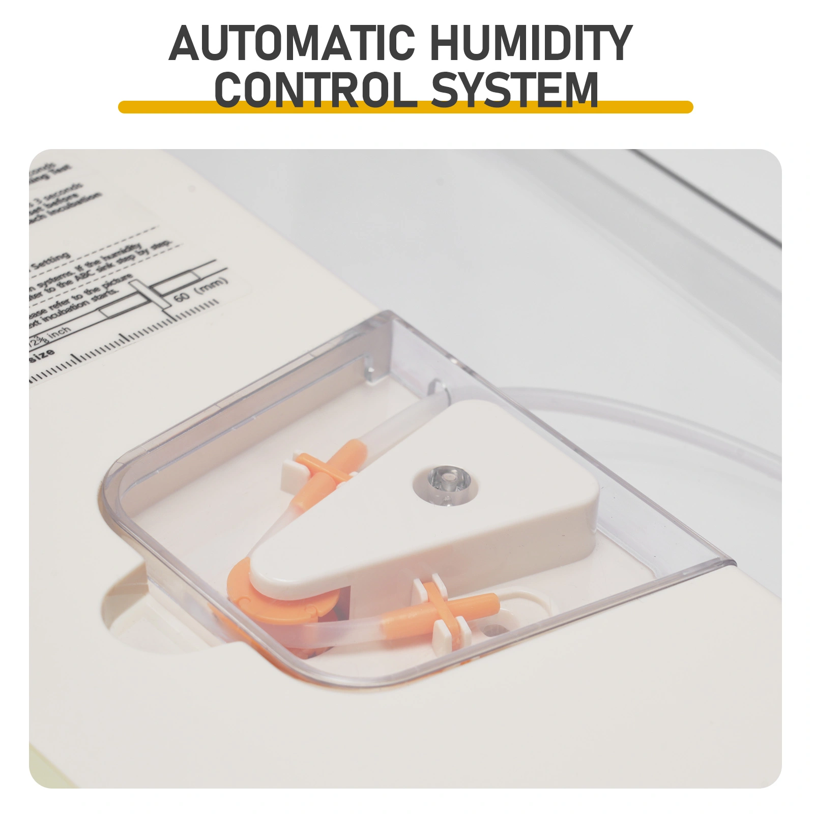 56H 56-Egg Incubator 110V 85W, Fully Automatic Turner, Upgraded LED Candler, Auto Temp & Humidity Control (Fahrenheit Display), ABS+PET Orange-White Body Clear Lid, Multi-Function Strip Egg Tray (US Plug) view 6