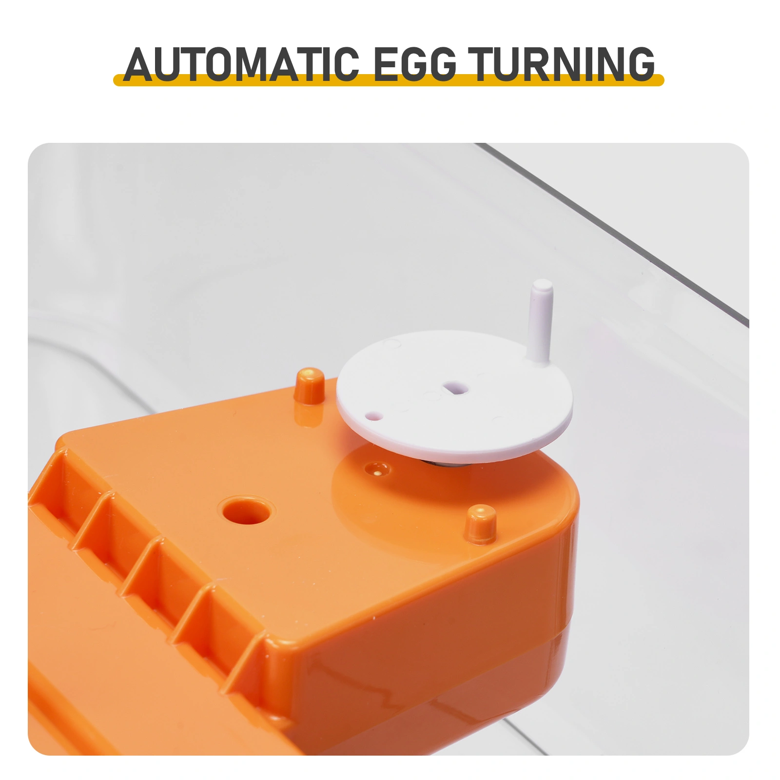 56H 56-Egg Incubator 110V 85W, Fully Automatic Turner, Upgraded LED Candler, Auto Temp & Humidity Control (Fahrenheit Display), ABS+PET Orange-White Body Clear Lid, Multi-Function Strip Egg Tray (US Plug) view 9