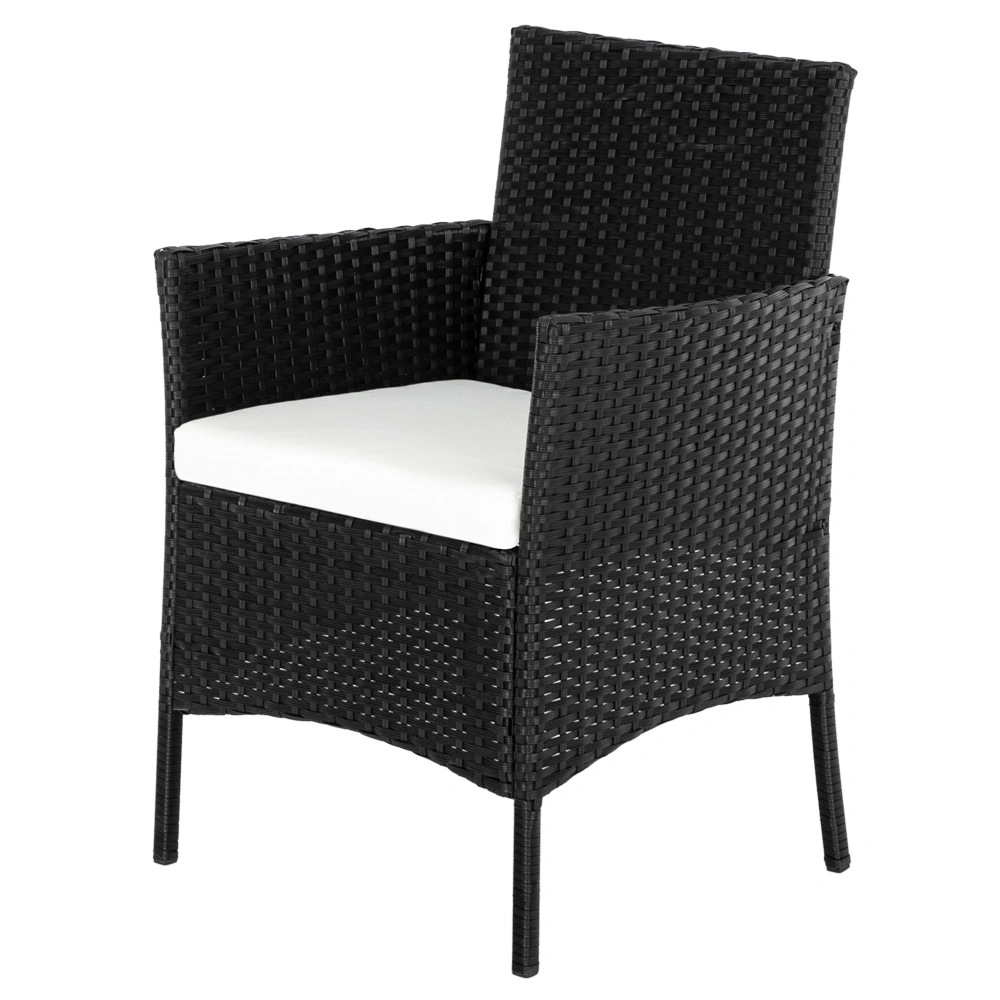 2pcs Arm Chairs 1pc Love Seat & Tempered Glass Coffee Table Rattan Sofa Set Black view 25