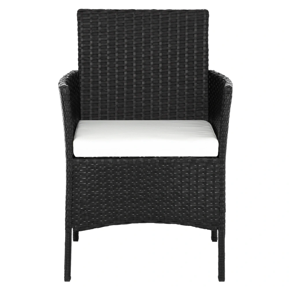 2pcs Arm Chairs 1pc Love Seat & Tempered Glass Coffee Table Rattan Sofa Set Black view 52
