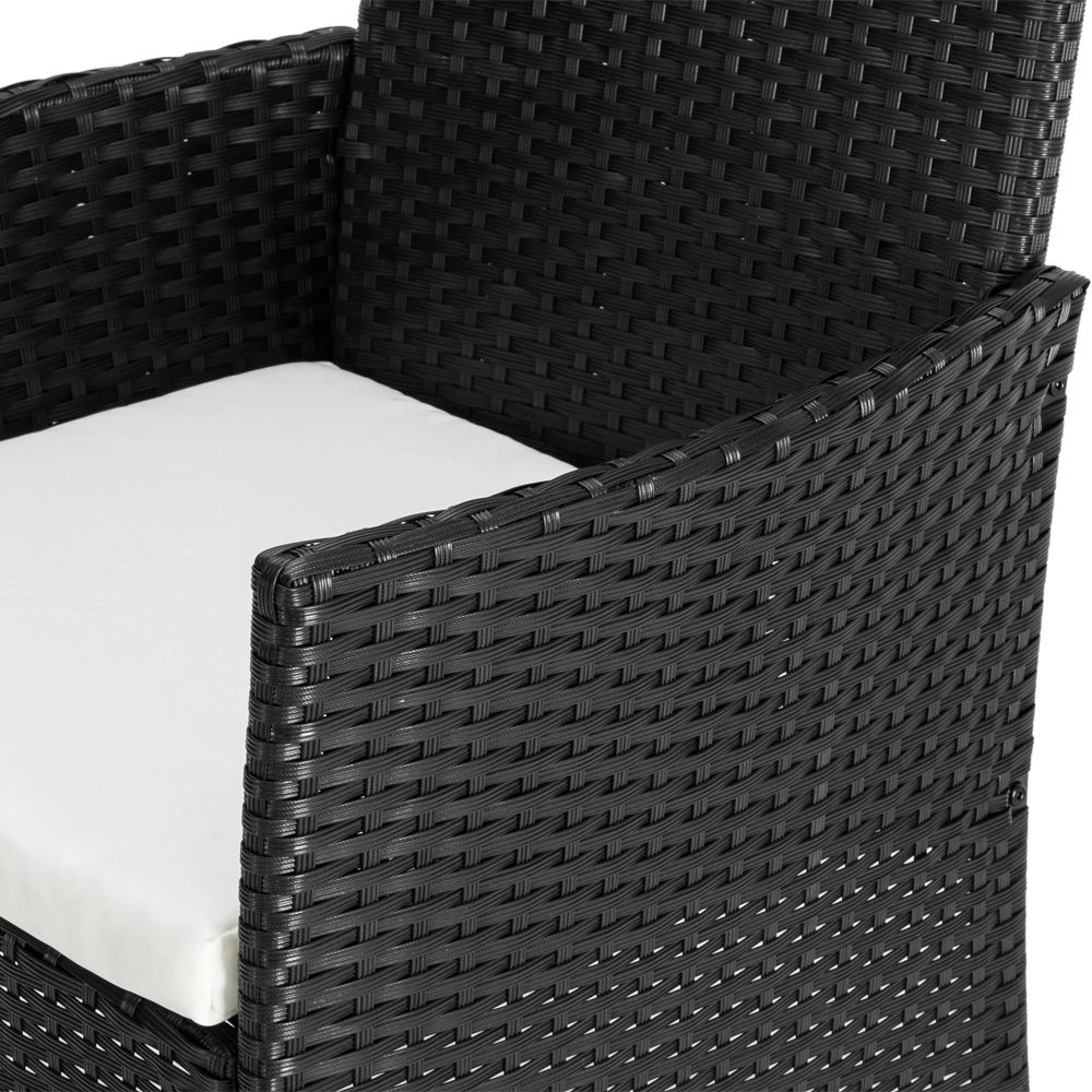 2pcs Arm Chairs 1pc Love Seat & Tempered Glass Coffee Table Rattan Sofa Set Black view 58