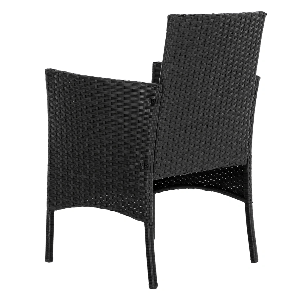 2pcs Arm Chairs 1pc Love Seat & Tempered Glass Coffee Table Rattan Sofa Set Black view 9