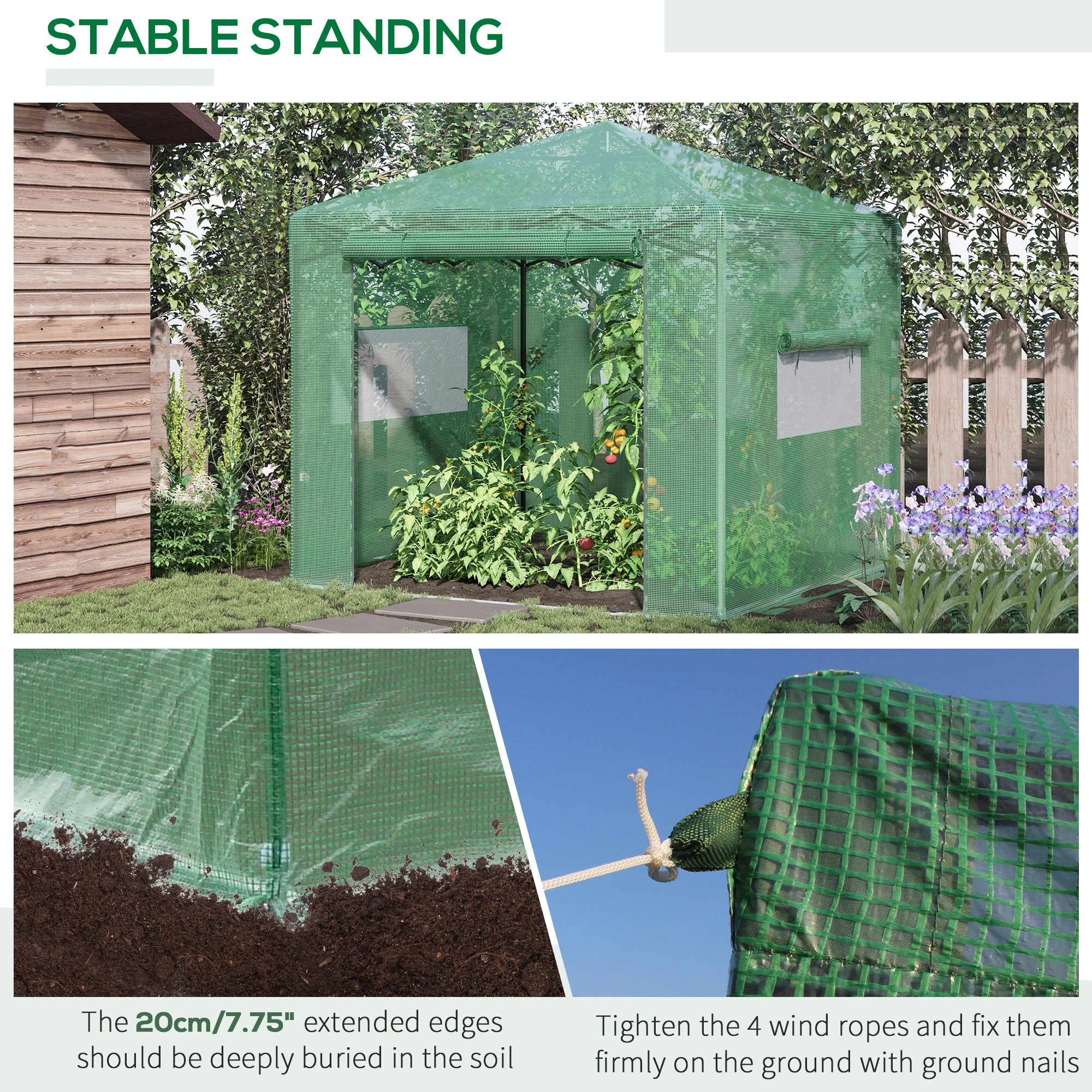 Portable Pop Up Greenhouse, Instant Set-Up Walk-In Garden Tunnel with UV-Resistant Cover