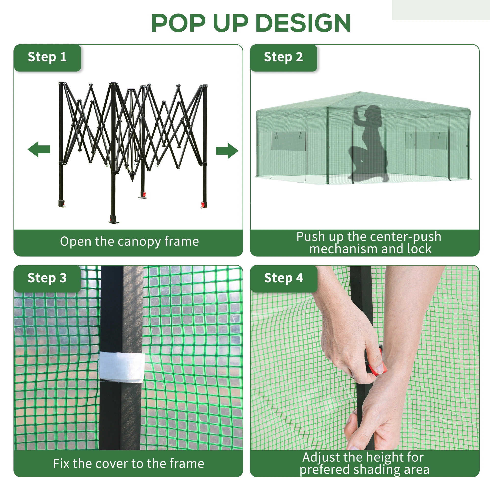 Portable Pop Up Greenhouse, Instant Set-Up Walk-In Garden Tunnel with UV-Resistant Cover view 3