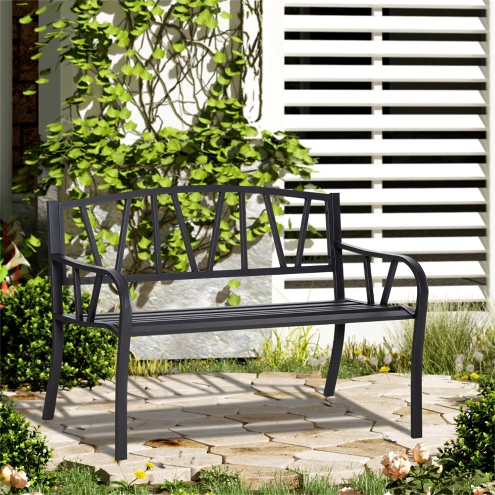 Elegant Outdoor Garden Bench - Durable Metal Frame with Comfortable Seating - Ideal for Patio, Garden, Yard Decor