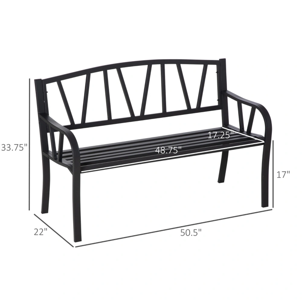 Elegant Outdoor Garden Bench - Durable Metal Frame with Comfortable Seating - Ideal for Patio, Garden, Yard Decor view 2