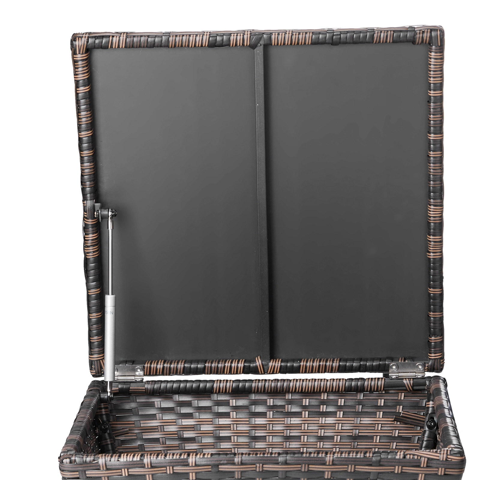Outdoor PE Wicker Side Table with Storage, Small Patio Storage Bin Container for Hose Cushion Towel, Brown view 13