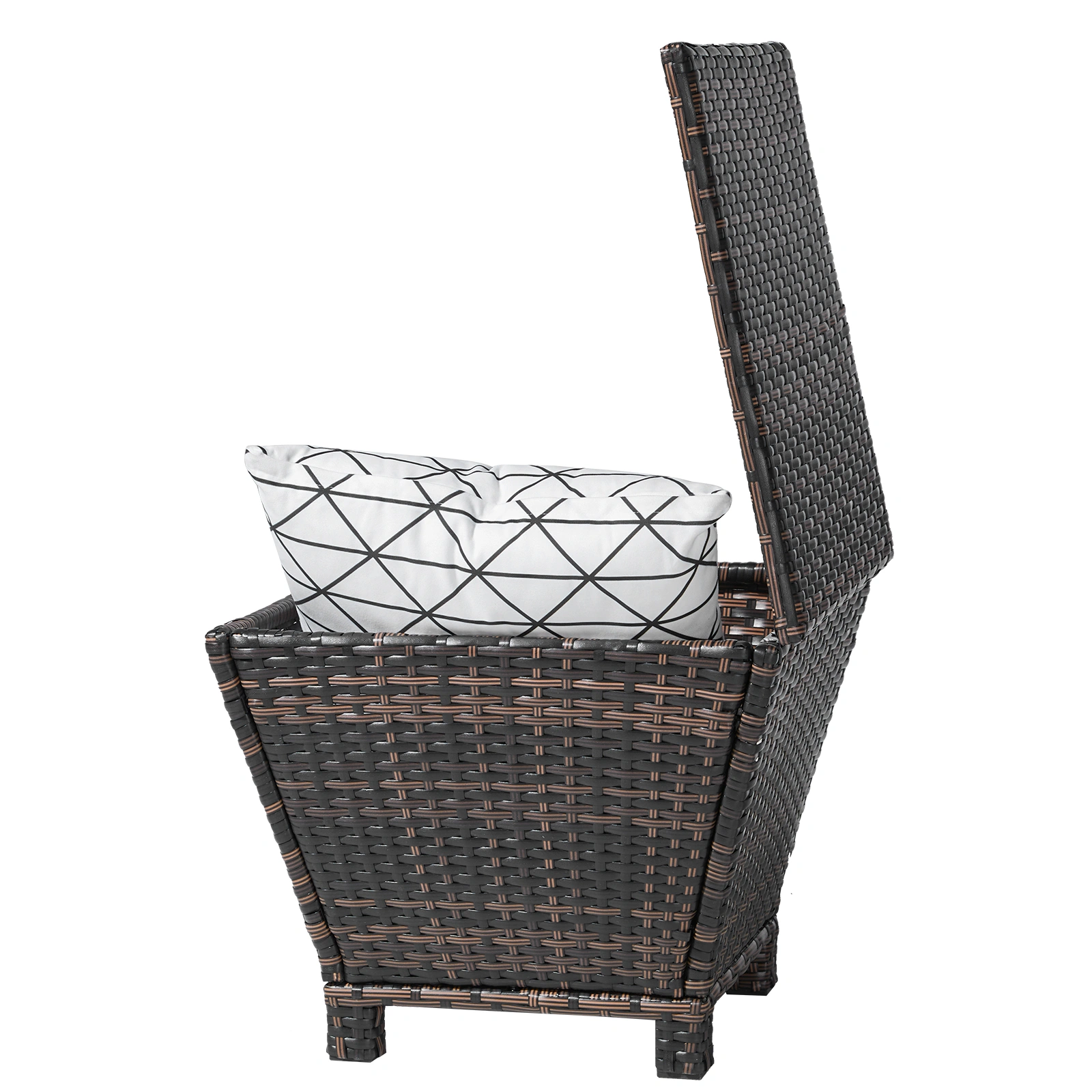 Outdoor PE Wicker Side Table with Storage, Small Patio Storage Bin Container for Hose Cushion Towel, Brown view 20