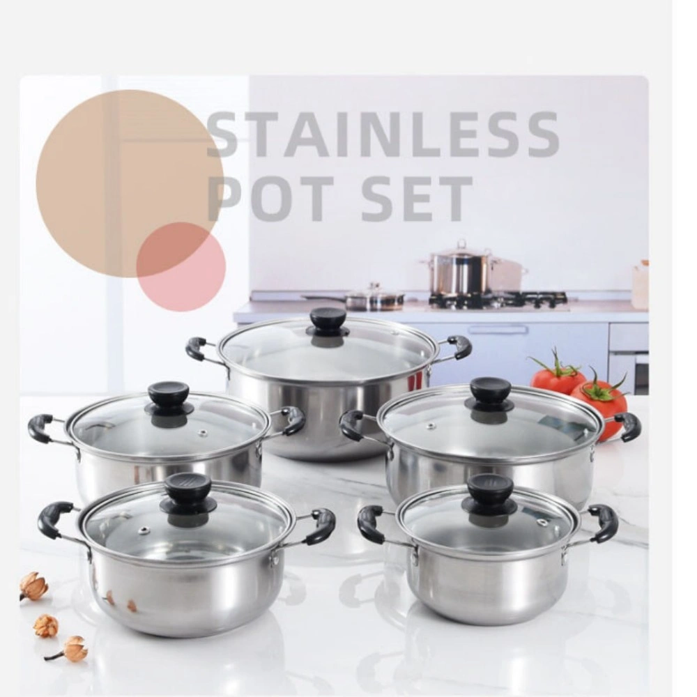 5PCS Stainless Steel Induction Non Stick Cookware Set Stockpot Healthy Cooking Pots