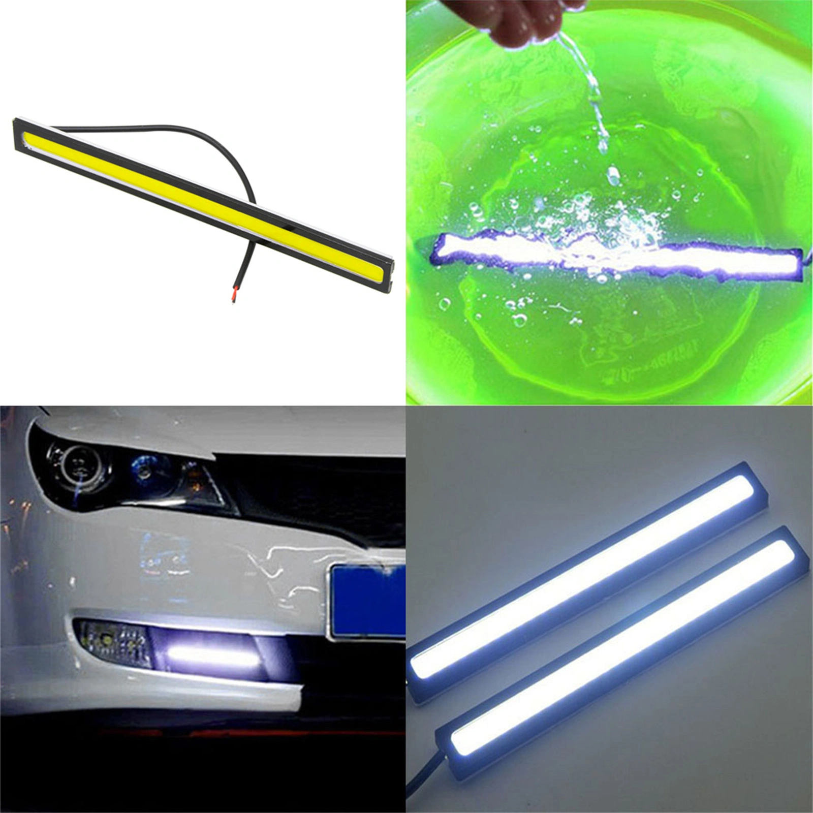 12V COB LED Daytime Running Lights DRL Fog Driving Strip Lamp White US Edition view 15