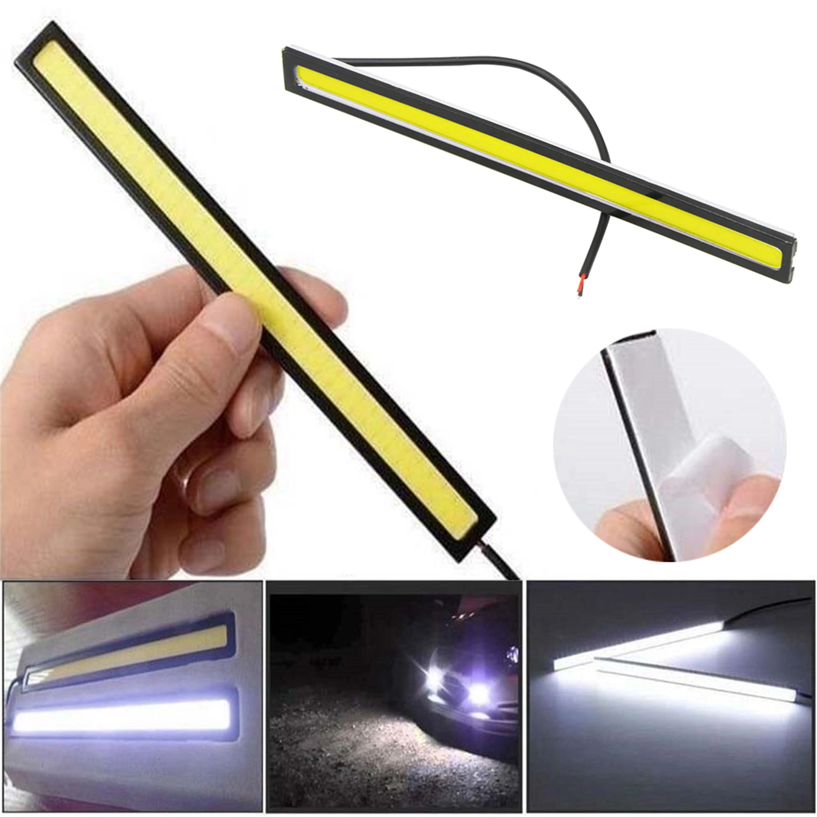 12V COB LED Daytime Running Lights DRL Fog Driving Strip Lamp White US Edition view 5