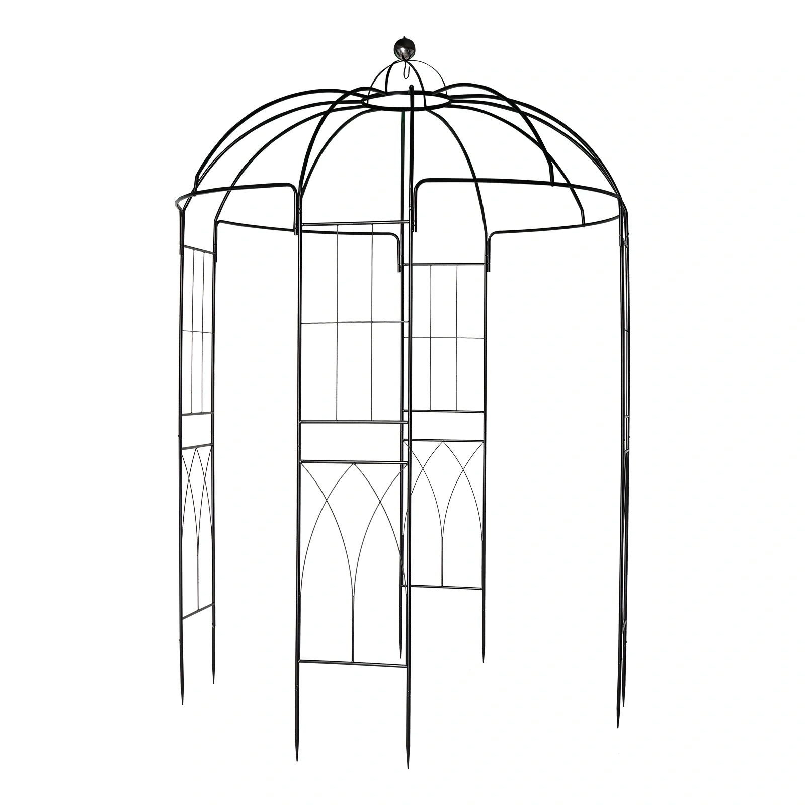 207*207*270cm Courtyard Wrought Iron Gazebo Iron Arch Black view 3