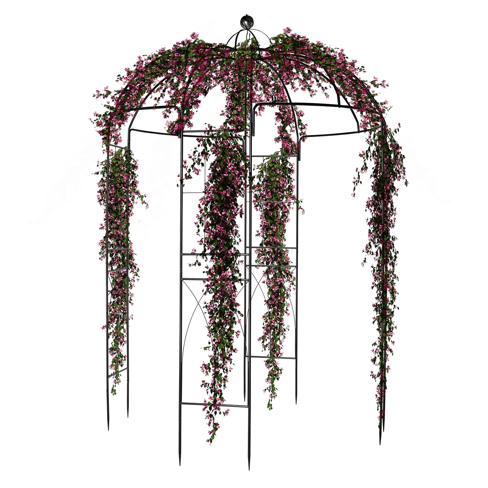 207*207*270cm Courtyard Wrought Iron Gazebo Iron Arch Black view 5