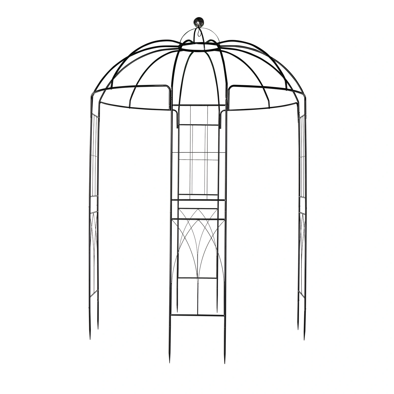 207*207*270cm Courtyard Wrought Iron Gazebo Iron Arch Black view 7