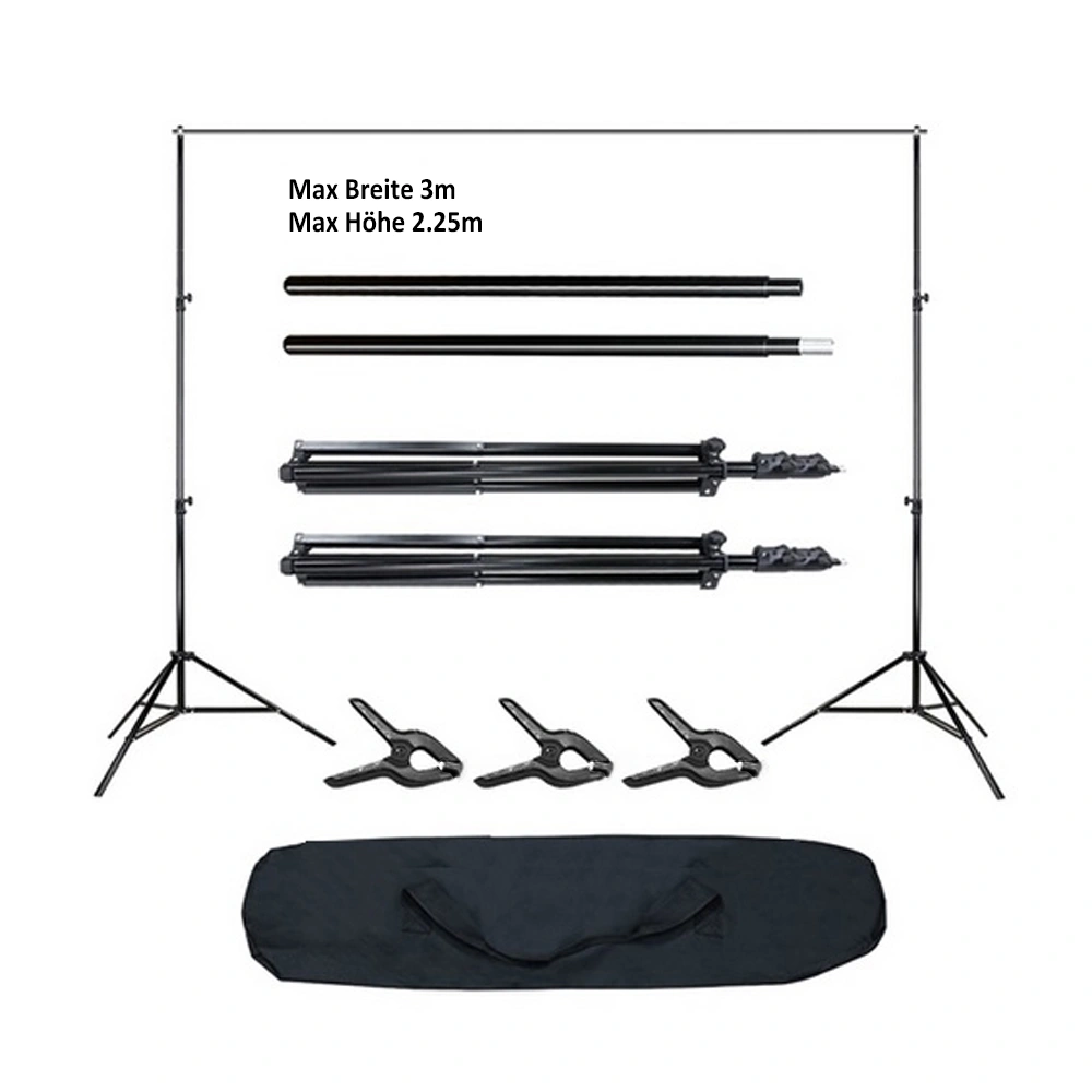 3x Background Backdrop Holder Set, 2m x 3m Wall Photo Stand Clamps, 3-Pack Backdrop Support Kit