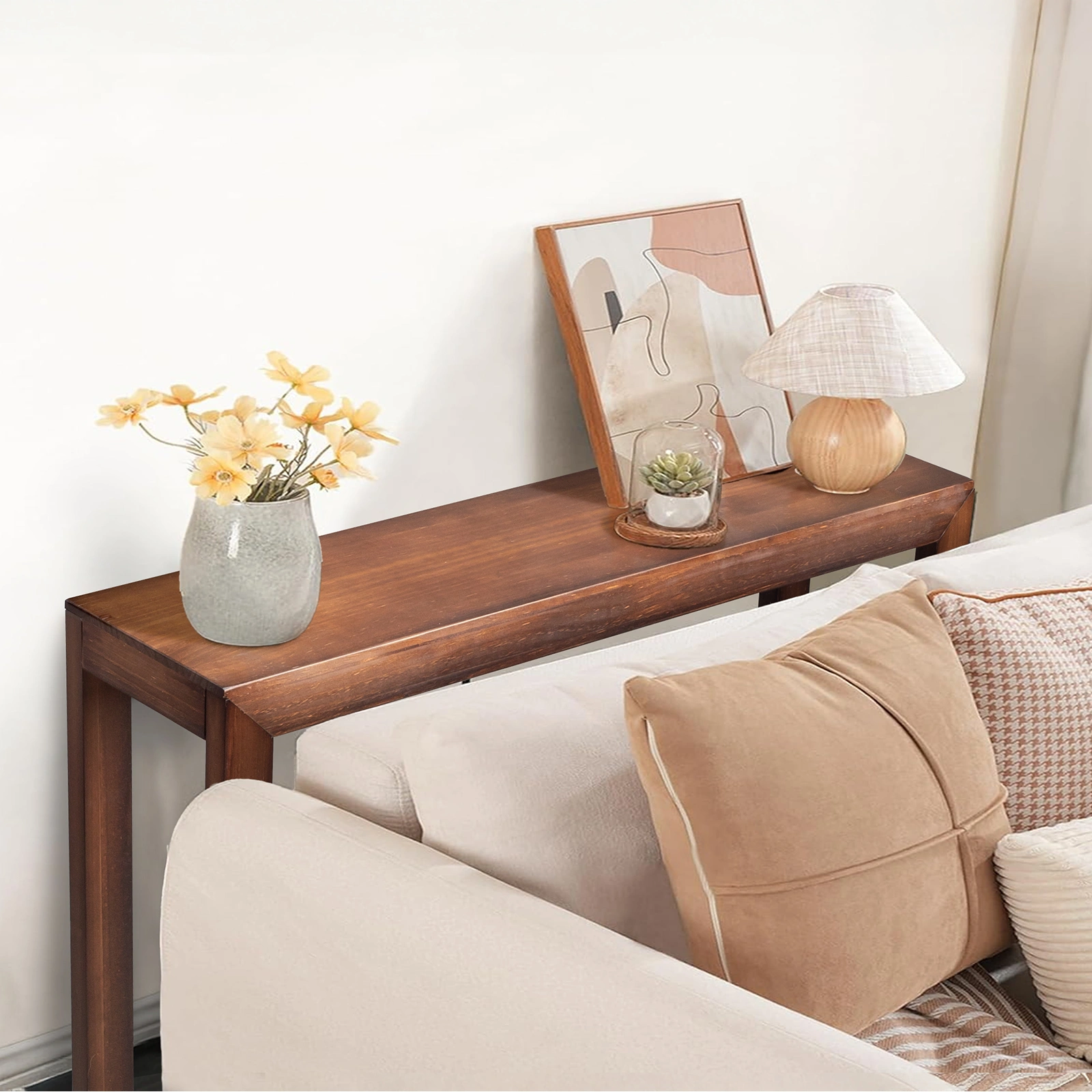 46 inch Pinewood Entryway Table, Console Table Entrance Table, Narrow Sofa Table for Living Room Entryway Hallway, Walnut view 10