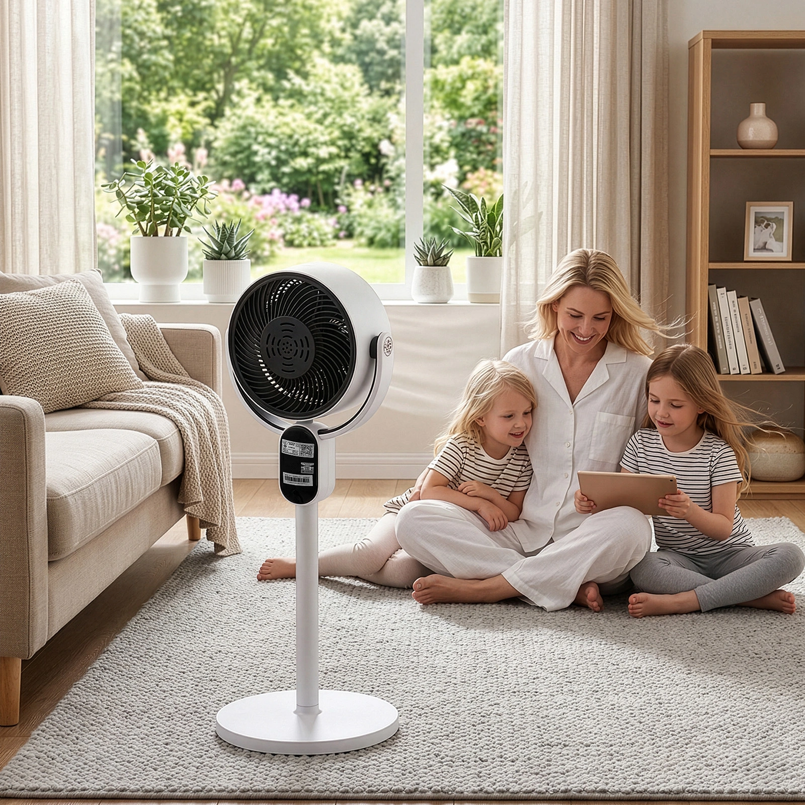 US Standard FKYT-L18XH5R Circulation Fan, 110V 40W, 2-in-1 Air Circulator Fan with Remote Control, ABS Housing, Copper-clad Aluminum Motor, Black & White, 3 Speed Levels, 12H Timer, Manual Vertical Adjustment, Automatic Horizontal Oscillation, LED Di view 9