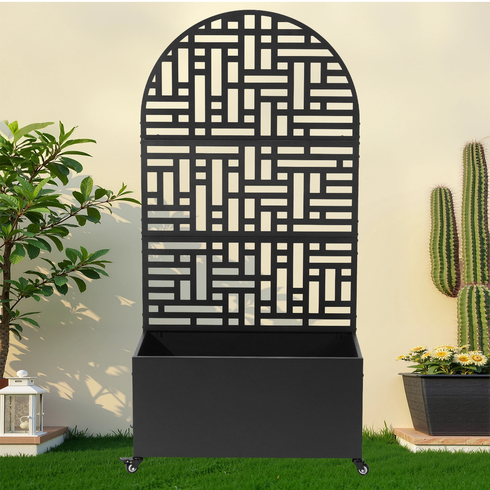 Metal Garden Bed with Trellis, 70 Inch Height Metal Planter Box with Trellis, Garden Box for Climbing Plants Vegetable, Metal Garden Bed with Drainage Holes view 10