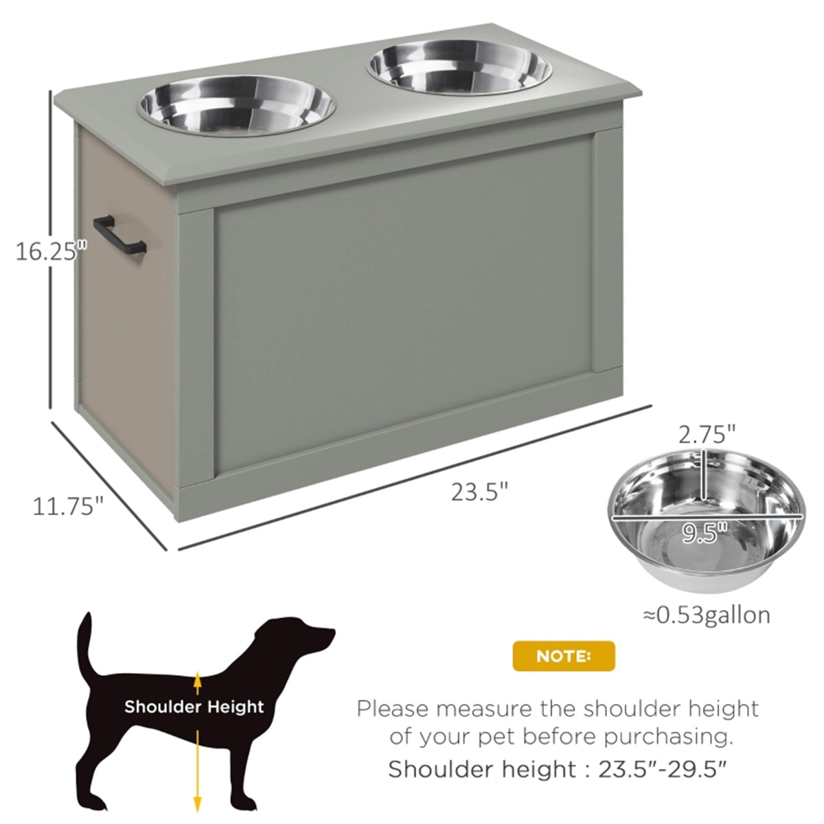 **Pet Dog Bowl Feeding Station with Storage** - removed platform notes, kept core product identity view 3