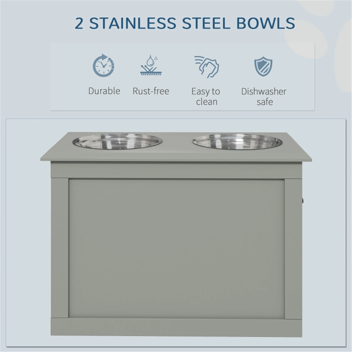 **Pet Dog Bowl Feeding Station with Storage** - removed platform notes, kept core product identity view 4