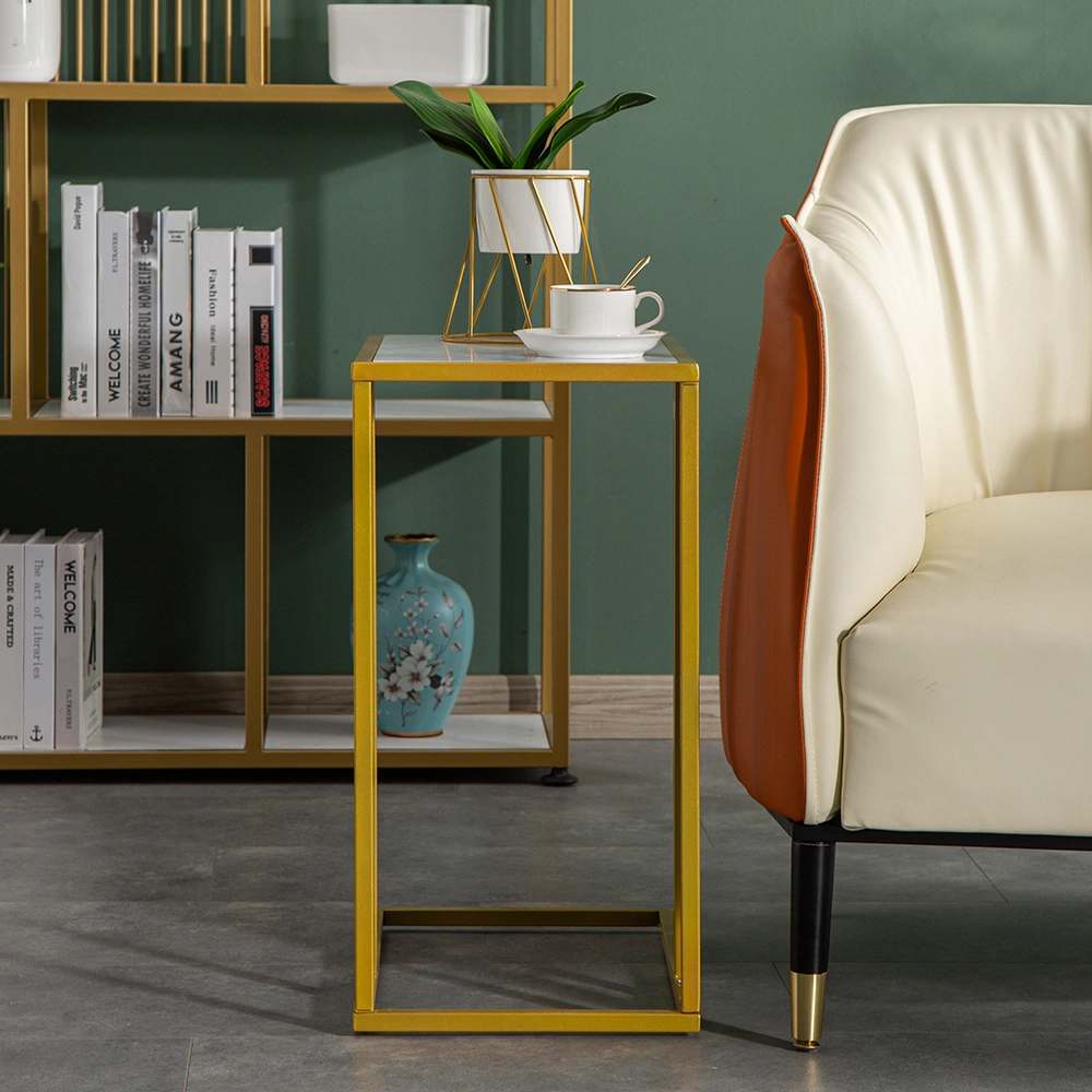 Marble Simple C-Side Table [30x48x61cm] White view 14