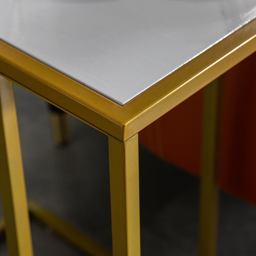 Marble Simple C-Side Table [30x48x61cm] White view 15
