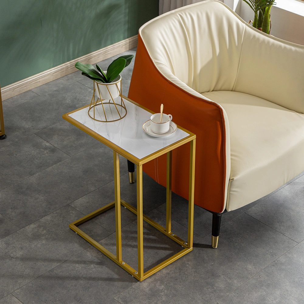 Marble Simple C-Side Table [30x48x61cm] White view 8