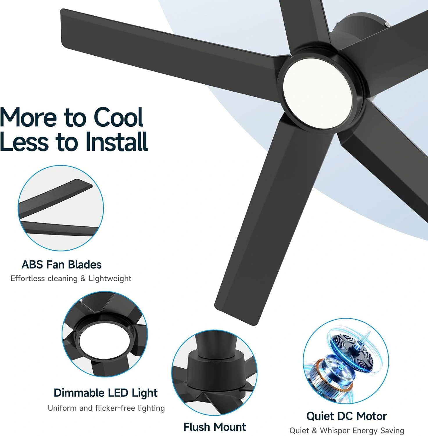 44 inch Ceiling Fans with Lights, Large Air Volume Ceiling Fans with Reversible Quiet DC Motor and Remote, 5D-W5, 5X-W5[Unable ship on weekends, TK/TEMU only for pickup, only TX10643 warehouse supports GOFO] view 2