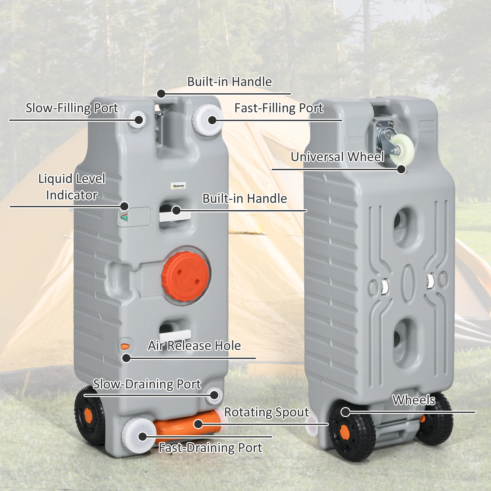 Portable RV Water Tank - 5 Gallon Fresh Water Container with Spigot for Camping & Travel view 3