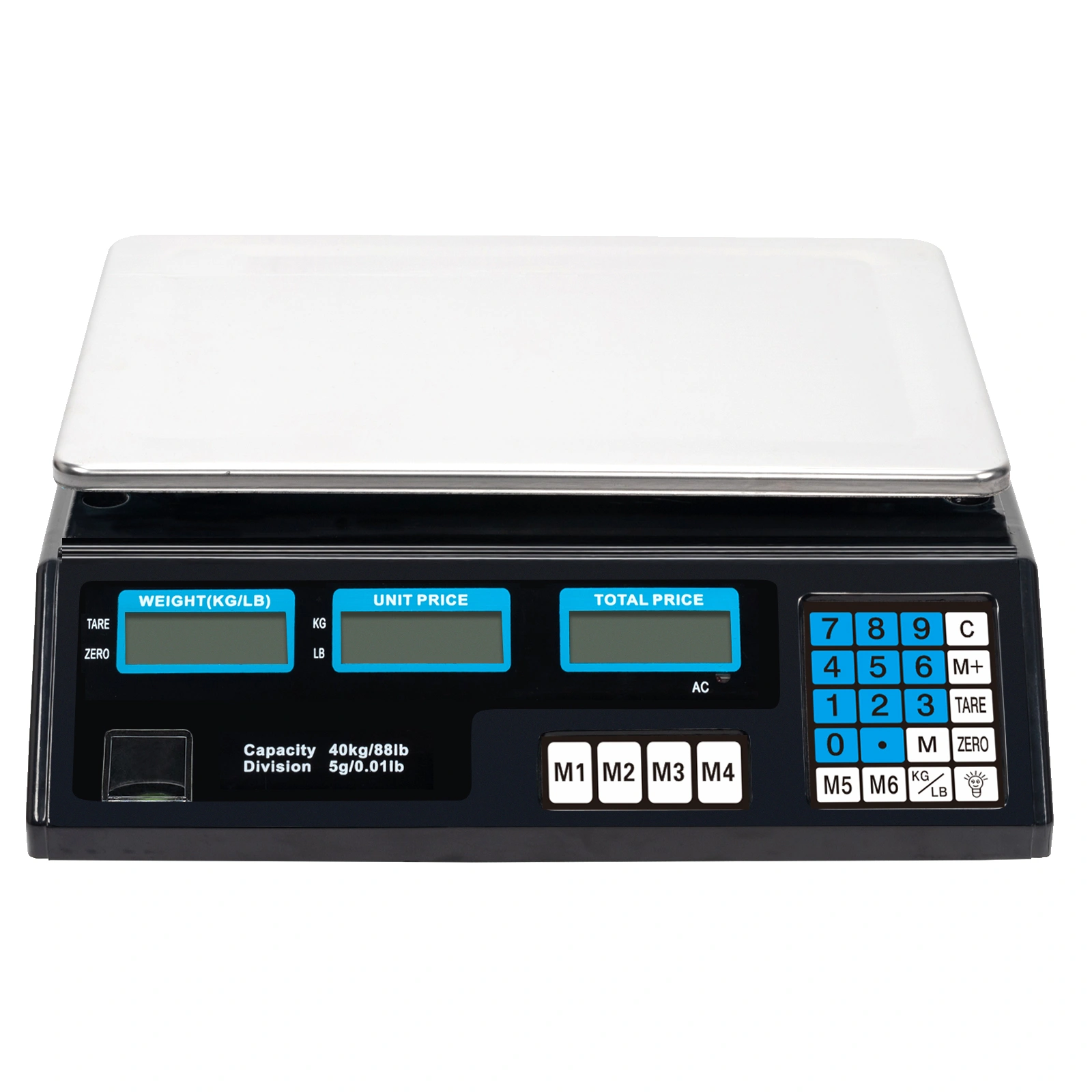 ACS-30 Digital Price Computing Scale 40kg x 5g Vegetable Market UK Plug Silver Black