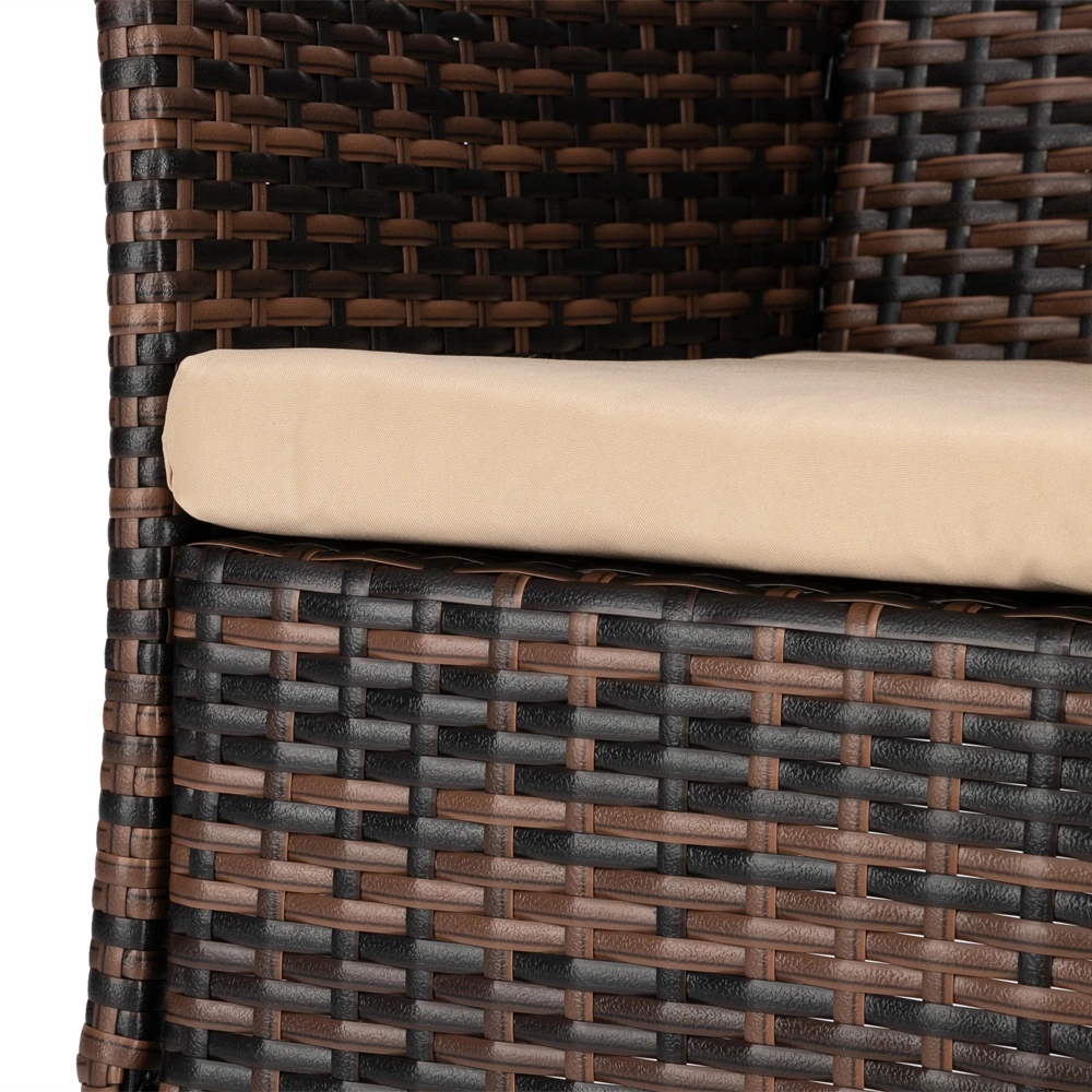 2pcs Arm Chairs 1pc Love Seat & Tempered Glass Coffee Table Rattan Sofa Set Brown Gradient view 13