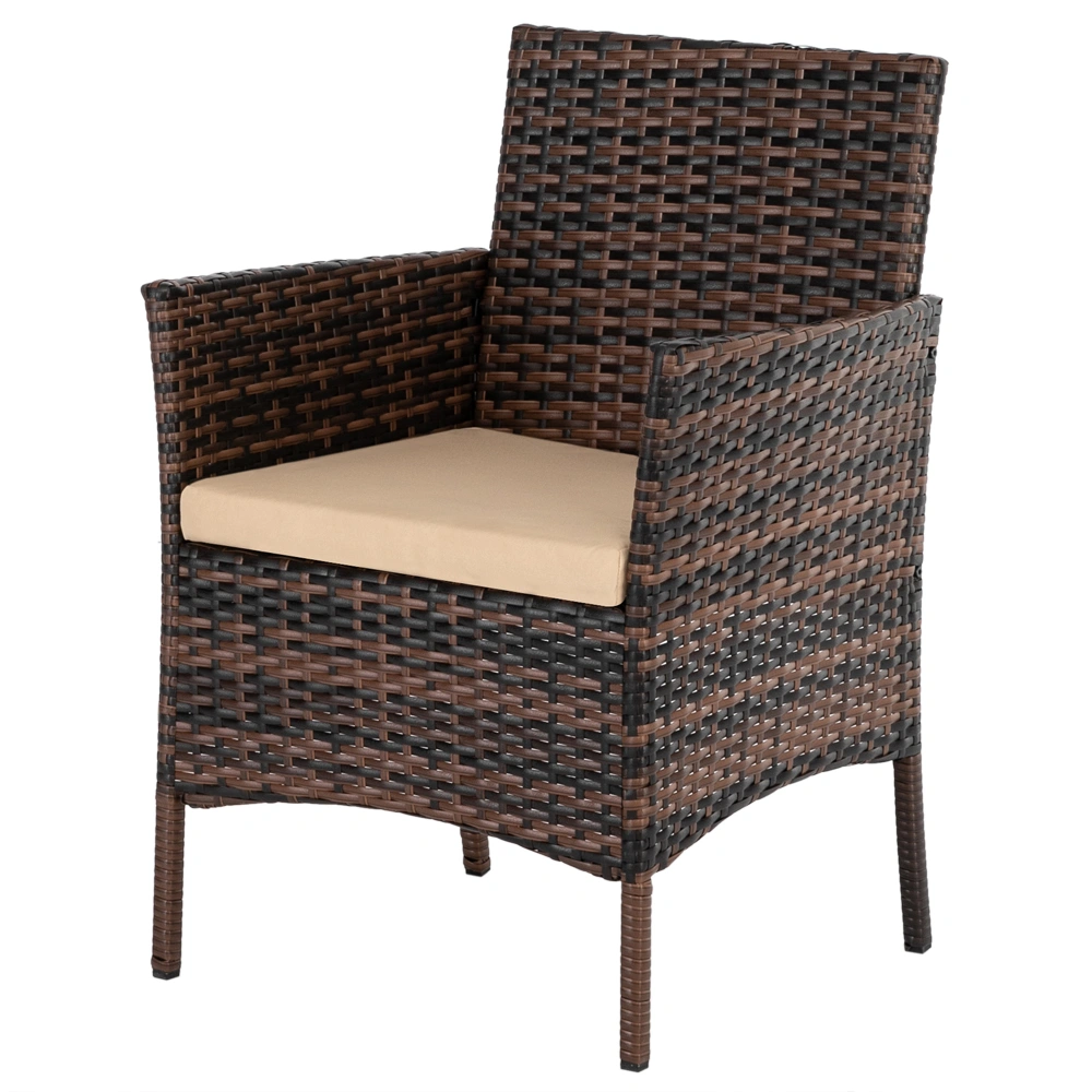 2pcs Arm Chairs 1pc Love Seat & Tempered Glass Coffee Table Rattan Sofa Set Brown Gradient view 7