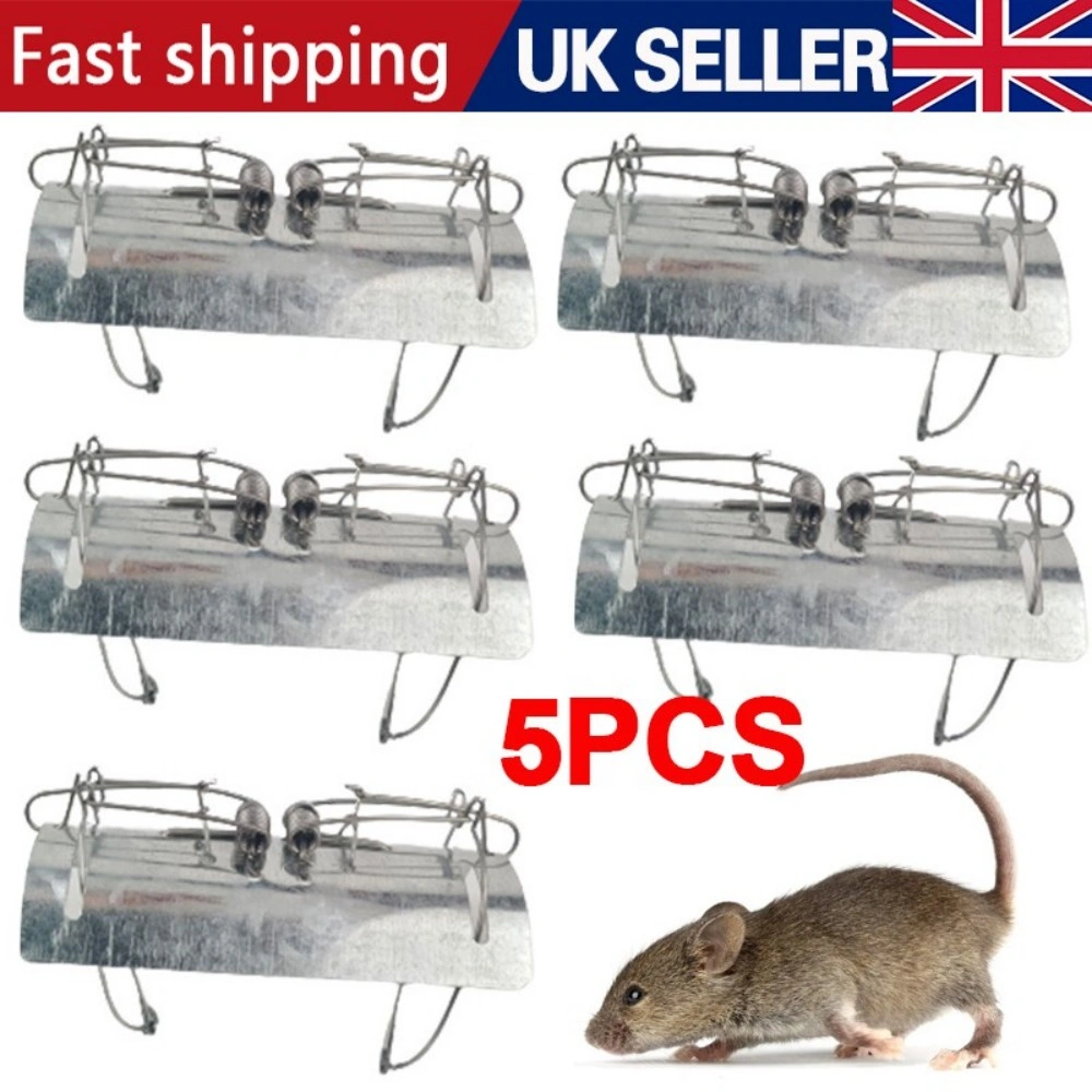 5 Pack Tunnel Mole Traps, Heavy Duty Metal Dual Entry Spring Mole Trap for Garden Yard Lawn Outdoor, Quick Install Effective Pest Control UK