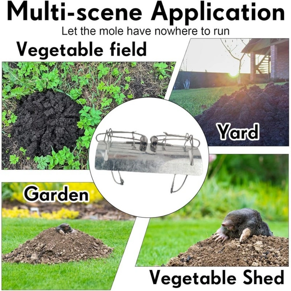 5 Pack Tunnel Mole Traps, Heavy Duty Metal Dual Entry Spring Mole Trap for Garden Yard Lawn Outdoor, Quick Install Effective Pest Control UK view 5