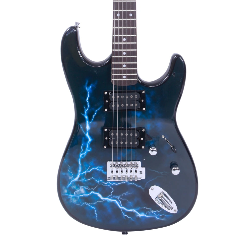 Lightning Style Electric Guitar with Power Cord/Strap/Bag/Plectrums Black & Dark Blue view 11