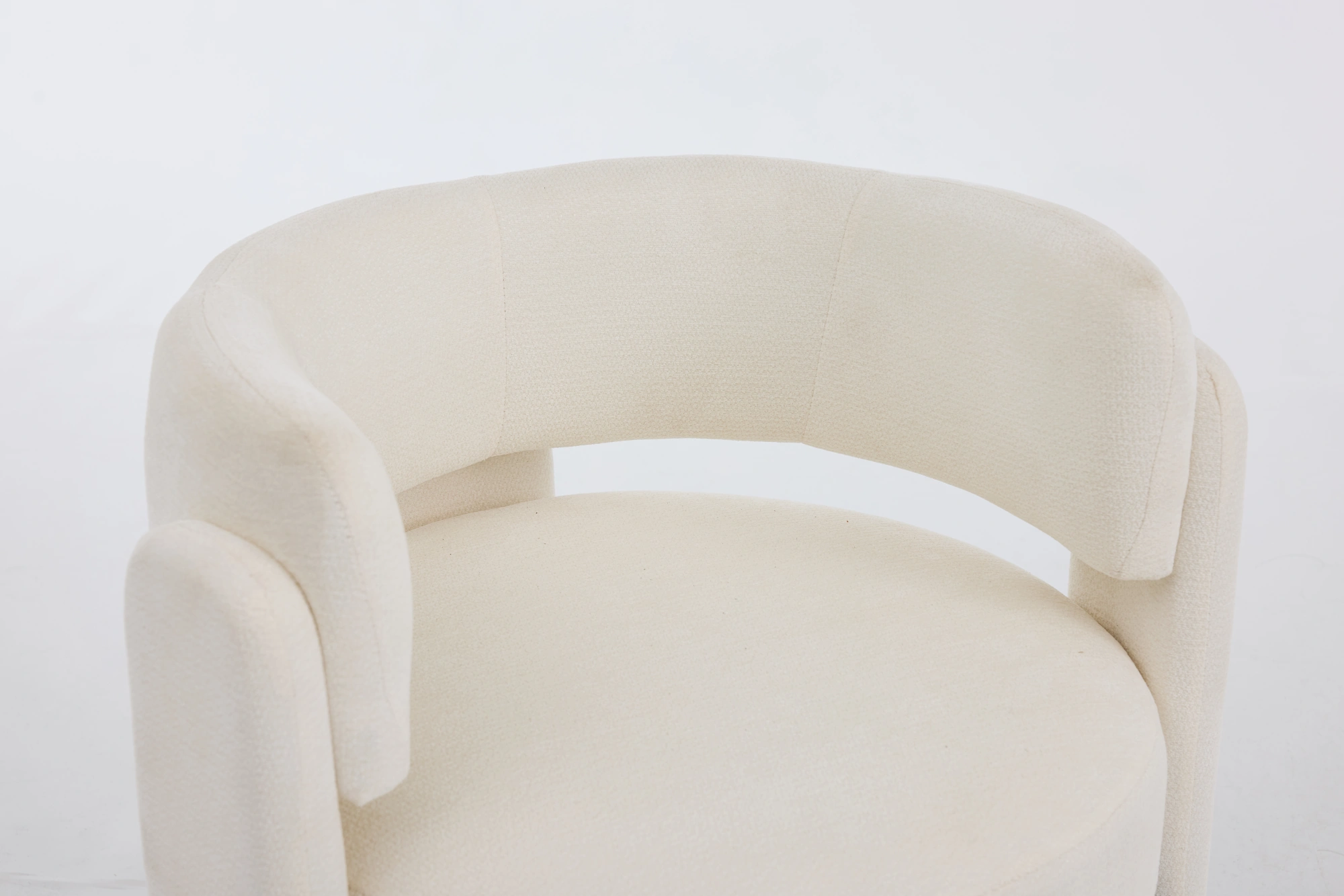 Modern Accent Chair, Contemporary Boucle Fabric Accent Armchair Comfy Upholstered Leisure Single Sofa Chair for Living Room Bedroom Apartment Office - White view 10