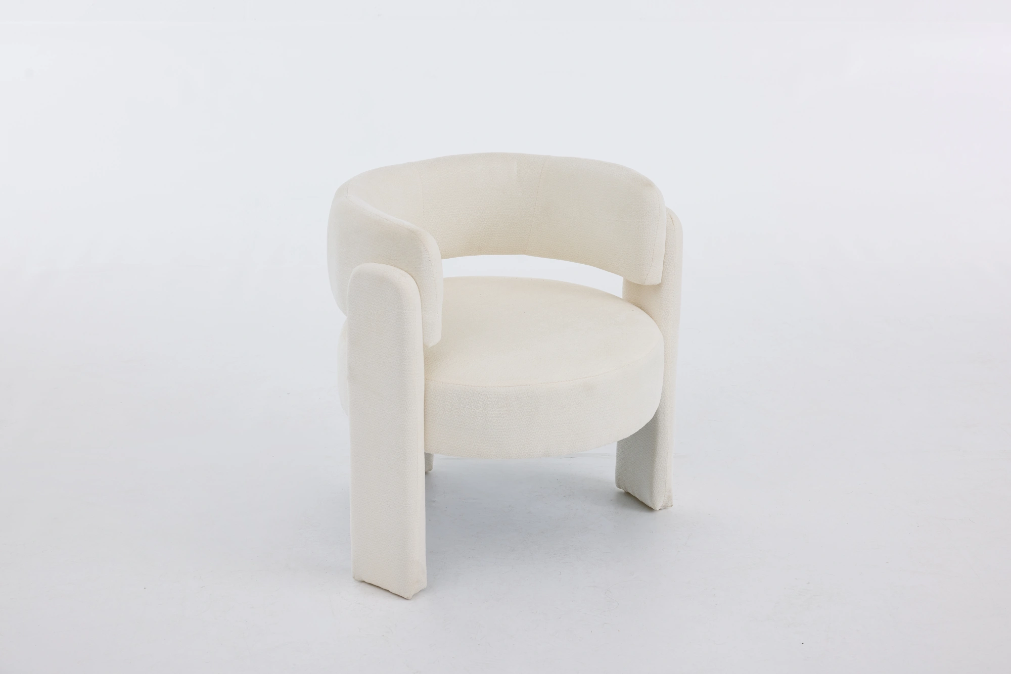 Modern Accent Chair, Contemporary Boucle Fabric Accent Armchair Comfy Upholstered Leisure Single Sofa Chair for Living Room Bedroom Apartment Office - White view 22