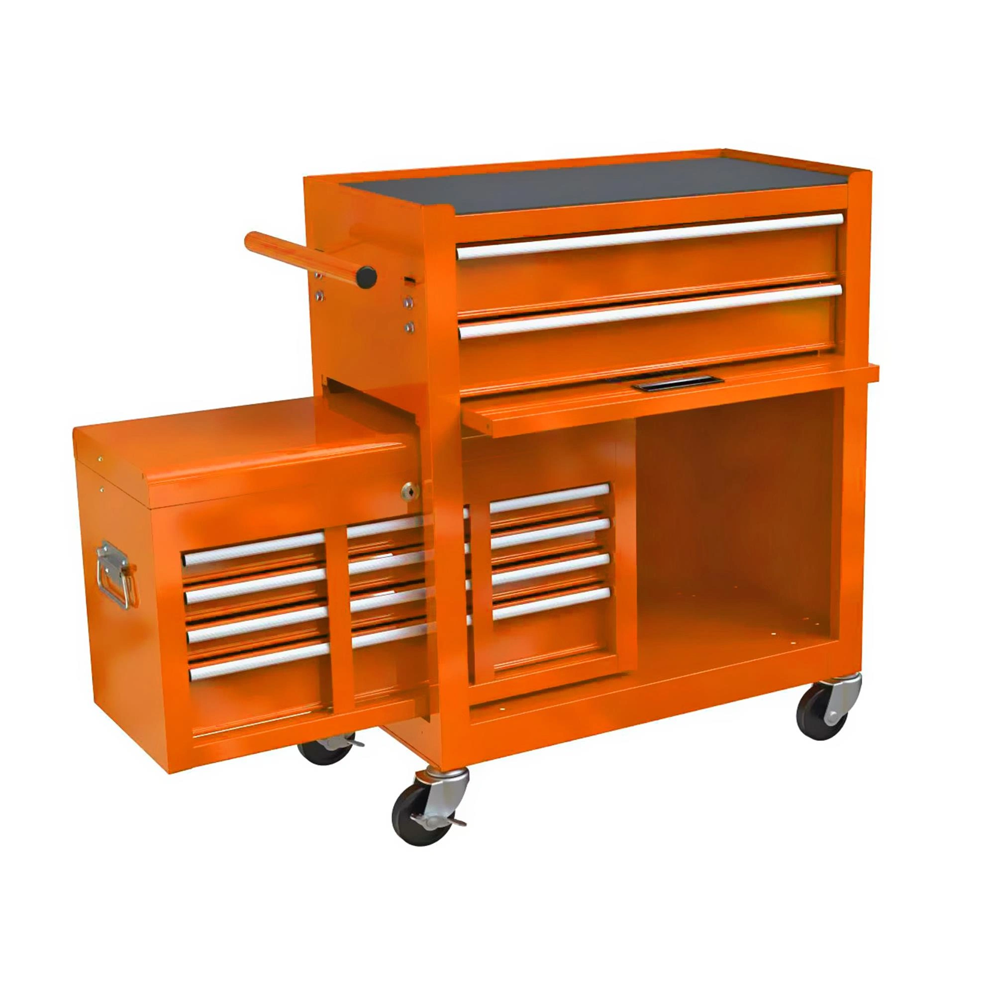 8-Drawer Rolling Tool Chest Cabinet with Wheels, High Capacity Orange Tool Storage Box with Lockable Drawers, Mobile Workshop Organizer view 8