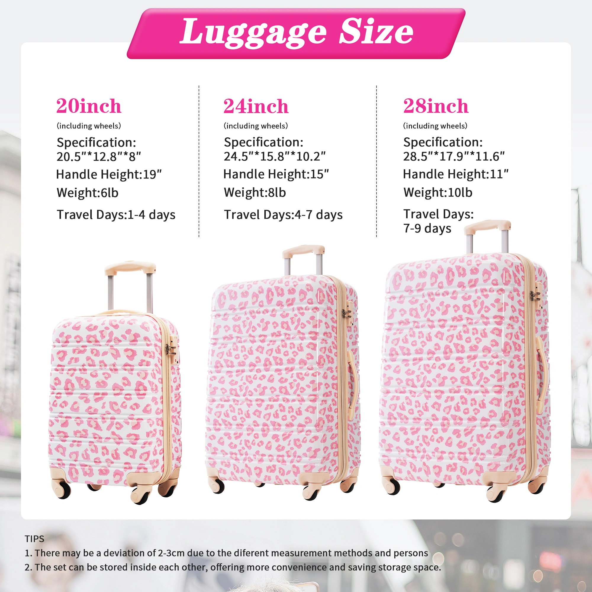 Hardshell Luggage Sets 3 pcs Spinner Suitcase with TSA Lock Lightweight-20"+24"+28" Luggages -Does not support self pick up view 15
