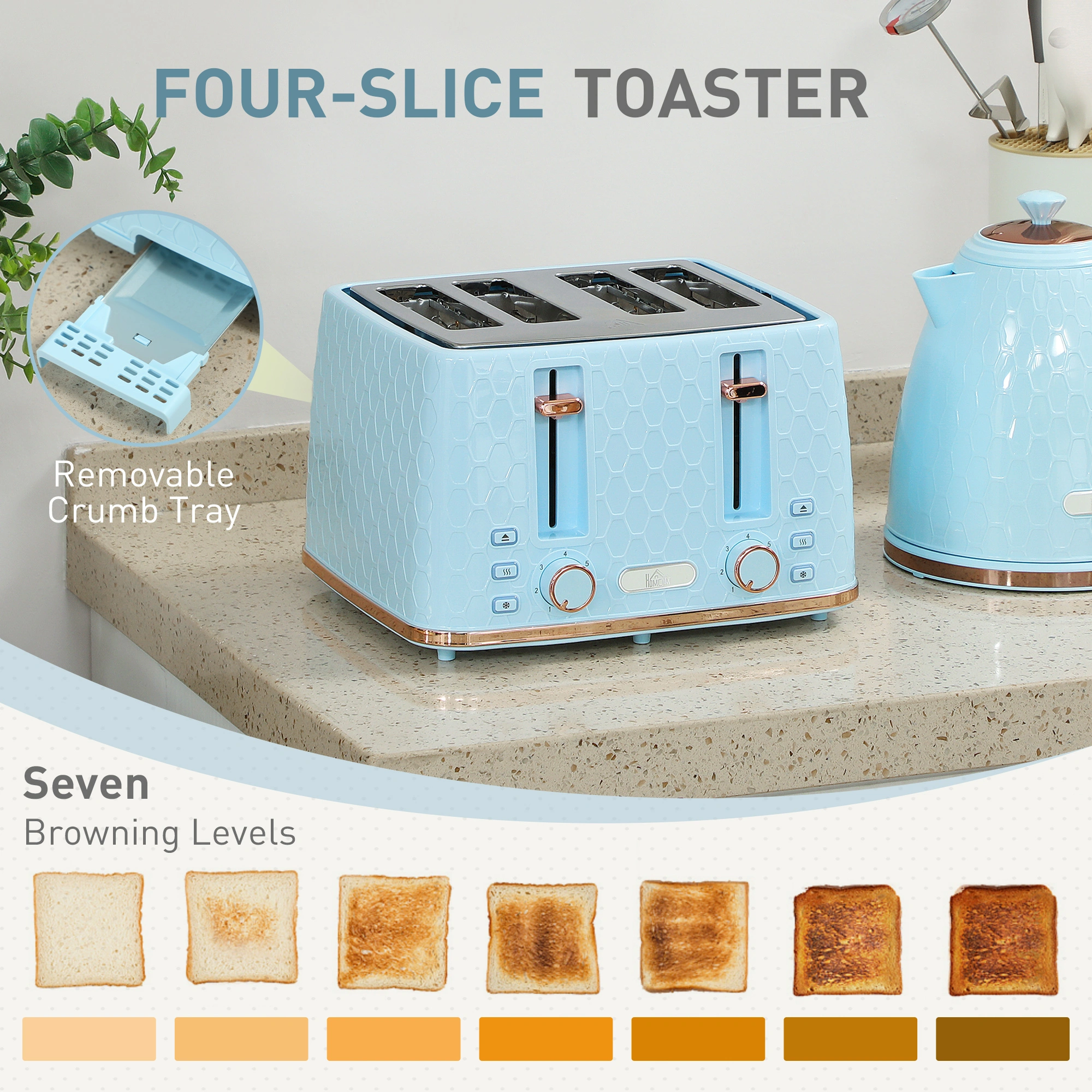 Stainless Steel Kettle and Toaster Set - 2 Piece Countertop Kitchen Appliance Combo Bundle view 4