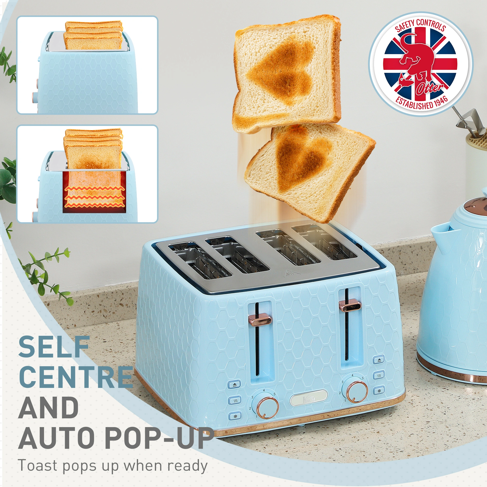 Stainless Steel Kettle and Toaster Set - 2 Piece Countertop Kitchen Appliance Combo Bundle view 5