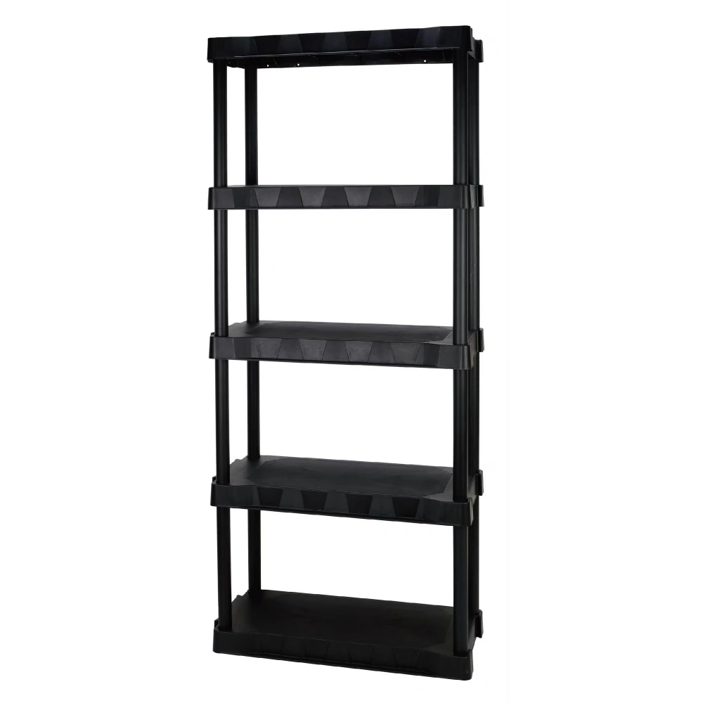 5-Tier Black Plastic Shelf Unit, 68.8 H x 30 W x 13.88 D, 350 lb Capacity view 4