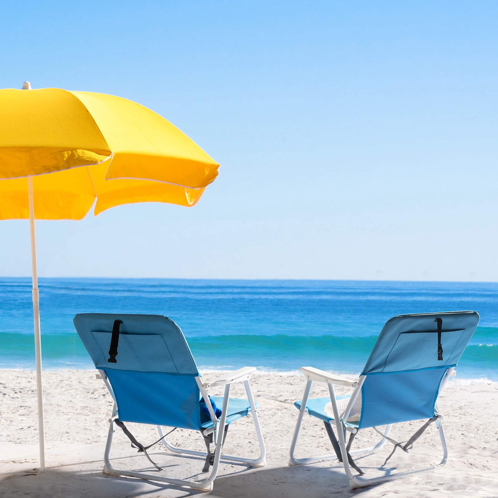 Oxford Cloth Iron Outdoor Beach Chair Blue view 10