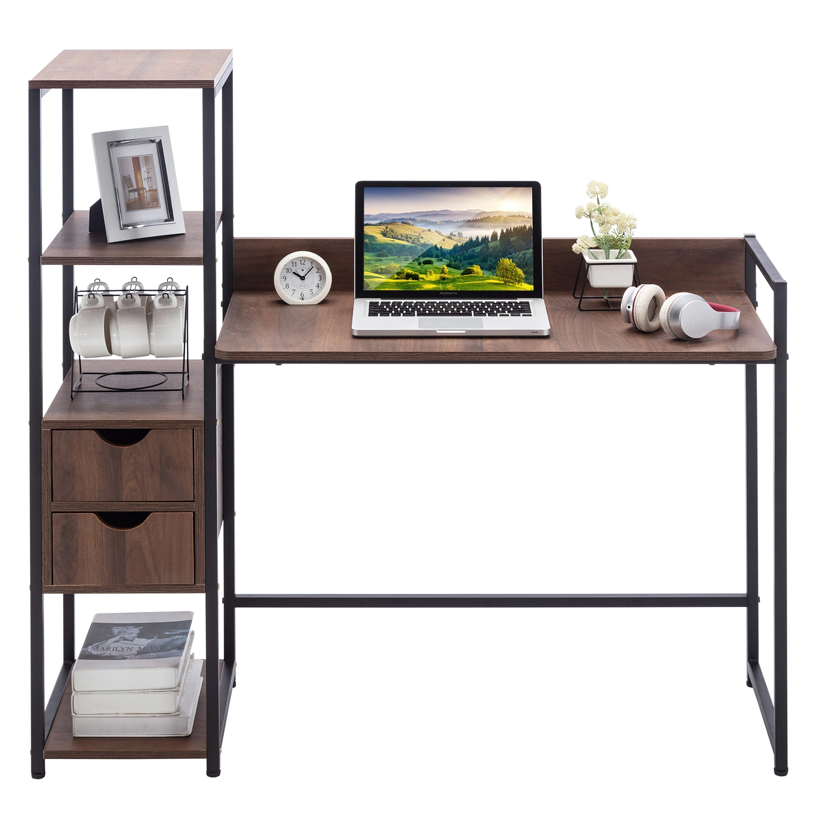 Computer Desk with Shelf, Office Table for Home Office Indoor, Storage Workstation view 2
