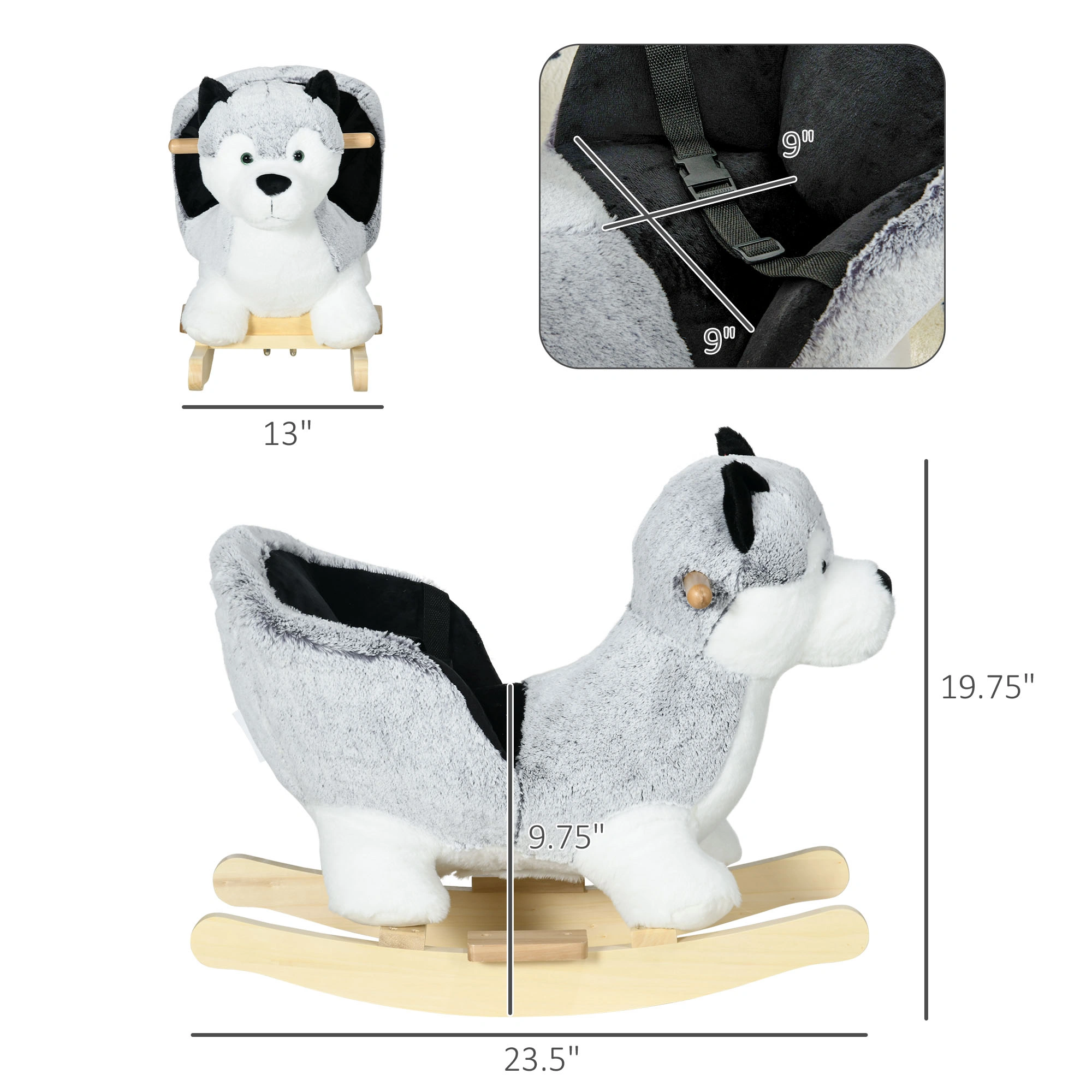 Kids Rocking Horse Wooden Ride-On Pony with Swing Seat for Toddlers view 2